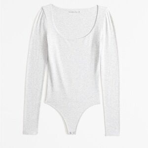 Scoop Neck Long-Sleeve Cotton-Blend Scoop Neck Seamless Fabric Crew Bodysuit